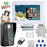 7"TFT有線/ワイヤレス無線LANのRFIDパスワードのビデオドアベルインターホンシステムと電気磁気ドアロック180KG + IR