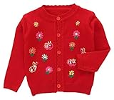 (コ-ランド) Co-land キッズ カーディガン 長袖 セーター ニット コート 花柄 子供服 女の子 女児 ジャケット クルーネック 上着 トップス レッド 100