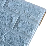 3D 立体 壁紙 レンガ 70cm × 77cm タイル 厚さ 10mm リメイク ブリックパターン DIY ( 天空藍色 1枚 )