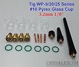 CHNsalescom 21個のTIG溶接ガスレンズ＃10パイレックスガラスカップキット WP-9/20/25 3.2mm 1/8"
