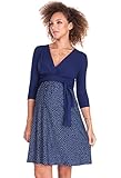 Seraphine セラフィン マタニティワンピース KESSI ケッシー クロスオーバー マタニティ&授乳ワンピース 7分袖 ネイビー＆ネイビーライトブルードットプリント ナーシングワンピース (U
