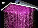 16 "水電源BigステンレススチールSquare 3色LED温度Sensitive降雨シャワーヘッド、クローム仕上げys-1733