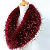Gegefur Women's Detachable Genuine Raccoon Fur Collar Scarf 6 color (100cm, wine red) [並行輸入品]