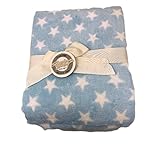 Stephan Baby Super-Soft Fleece Crib Blanket and Plush Bear Gift Set, Blue with White Stars by Stepha