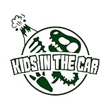 ティラノサウルス 化石 KIDS IN THE CAR ステッカー ダークグリーン 深緑