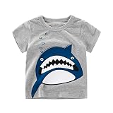 ESHOO ファッション 男の子 女の子 プリント半袖コットンTシャツ子供服