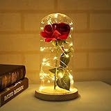 Nosii 造花 バラ プリザーブドフラワーバラ 造花ライト LED お供え花 木製ベース 飾りランプ バレンタイン 母の日 誕生日 プレゼント 結婚ギフト (薄い色木ベース)