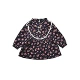 Pojour 春 0-2歳 2-7歳女の子可愛いフローラルドレス 長袖スカート 通気 綿 黒(100cm)