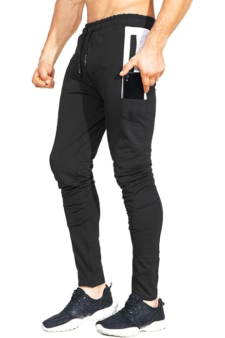 BROKIG Mens Zip Joggers Pants - Casual 