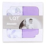 LAT(リー·アンド·タウン) ガーゼおくるみ 高級ベビー用ソフトモスリン ブランケット（多機能） Baby Muslin Swaddle Blanket 2枚セット コットン100% (紫)