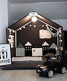 ベビーベッドガード レイシークラシック（Lacey Classic) ベッド用 かわいいベッドガード ひも付き ミニベッドガード 4点セット (ブラック)