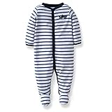 カーターズ（Carter's) ブルーボーダーサメさんアップリケつき足つきパイル地カバーオールnewborn 男の子 出産祝いギフト ロンパース [並行輸入品]