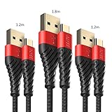 Type c ケーブル 【3本セット 1.2M+1.2M+1.8M】 鎧形状設計 断線にくい 急速充電 高耐久ナイロン タイプCケーブル アンドロイド Xperia XZ、XZ1、Premium/Nintendoスイッチ/MacBook/MateBook/ChromeBook Pixel対応 ALYEE (ブラック)