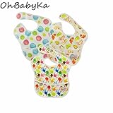 Ohbabyka3点セット スタイ よだれかけ スーパービブ お食事エプロン 防水 袖なし 保育園 お食事用防水ビブ 女の子 男の子 ベビーロンパース (SZY050613)