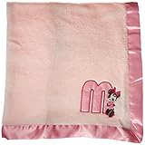 Disney Minnie Mouse Plush Satin Trim Baby Blanket, Pink by Disney