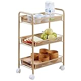 りりライフ　 カート メッシュメタル キャスターはロック付き (黄色い)