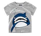 (美来Kids) 子ども服 男の子 キッズ Ｔシャツ 半袖 車 シャーク柄 恐竜柄 普段着 夏服 カジュアル 100 110 120(100, シャーク柄)