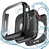 【360度防水設計】 CAERMA for アップルウォッチ カバー Series 11/10/9/8/7/SE3/SE2/SE/6/5/4 41mm 超薄型 for Apple Watch カバー 2in1防水 PC素材 硬度9H強化ガラス 高透過率 指紋防止 耐衝撃 全面保護 for Apple Watch ケース ブラック