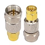leeyovk SMA F型変換コネクタ SMAオス F型オス アンテナ変換アダプタ TVアンテナ/地デジアンテナ/ポータブルDVDプレーヤー/ポータブルナビ/チューナーアンテナ端子変換に適したSMA F型端子アンテナ変換プラグ