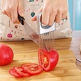 EQLEF® 簡単オニオンホルダースライサー野菜ツールトマトカッターステンレススチールキッチンガジェット