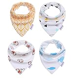 StoreofbabyJP ベビー＆キッズ用　ビブ　スタイ　赤ちゃん用　よだれかけ　子供　小物　コットン　柔らかい　三角　調整可能　4枚セット (Dモンキー)