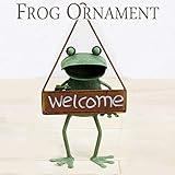 ガーデンオーナメント インテリア雑貨 壁飾り ブリキ製 カエル 蛙 かえる ハンキング WELCOME ウェルカム シングル アイアン ドアプレート インテリア レトロ アンティーク おしゃれ お祝い