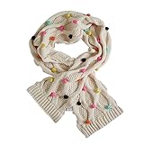 (よキーよ)Yokeeyo 子供 ネックウォーマー ベビー用マフラー 毛糸 子供 赤ちゃん 女の子 キッズ 男女児 秋冬 防寒 暖かい 可愛い マルチ毛玉付き てづく編み ドット柄 コットン