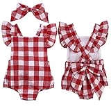 Karchi 　ベビー用ロンパース　カバーオール　　子供チェック柄連体服 　　ガールズ連体服　 女の子用 　袖なし子供連体服　 　　春夏 可愛い ベビ用連体服 　 柔らかい おしゃれ 　新生児　幼児　