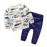 LittleSpring春 秋 キッズ 男の子 コットン ジャージ 上下セット ベビー プリント 長袖 Ｔシャツ スウェット トレーナー パジャマ 普段着 魚柄3T