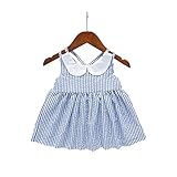 ベイビー服 女の子 Pojour 子供ノースリーブスカート ガールズかわいいワンピース 子供ギフト 綿 通気 ブルー 100cm