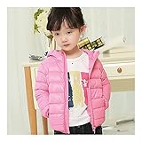 子供　キッズ　軽量　保温　ダウンジャケット　コート　男の子　女の子　フード付き　着心地良い　ピンク　140