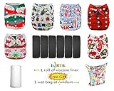 Lilbit Prints 6 Pcs Pack Reusable Washable Pocket Baby Cloth Diapers by LilBit
