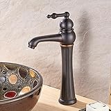 デッキマウントシングルハンドルオイルはブロンズ仕上げセンターセットバスルームシンク蛇口シングルハンドル
