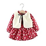 FEVON　ワンピース　ベビー　キッズ　女の子　秋冬　長袖　2点セット　ベスト付き　ボレロ　チョッキ　ドレス　ガールズ　可愛い　厚手　裏起毛　新生児　赤ちゃん　フォーマル　出産祝い