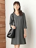 Angeliebe エンジェリーベ マタニティ ワンピース 授乳口付き Aライン Vネック ワンピ 妊婦服 産前 産後 通勤 お呼ばれ S ～ M 杢 チャコール 21910 21910301