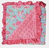 Unique Baby Trendy Blanket with Satin Ruffle Edges Vintage Floral Print Blue by Unique Baby