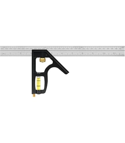Squadra Combinata Starrett 300 Mm - Testa In Ghisa Nera, Lama In Acciaio, Per Lavori Di Precisione