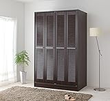 ルーバー折れ戸 ふとん収納庫 (ダークブラウン)  幅120cm×奥行75cm×高さ200ｃｍ