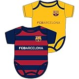 FCバルセロナ フットボールクラブ FC Barcelona オフィシャル 赤ちゃん・ベビー用 半袖ボディースーツセット 半袖ロンパース (2枚入) (6-9ヶ月) (スカーレット/ブルー)
