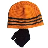ゴシレ Gosear ベビー 赤ちゃん 冬用 ニット帽子 子供 編みキャップ かわいい 防寒 帽 オレンジ色