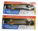 BAZIC多目的ユーティリティナイフボックスカッターブラック/イエロー – 2パック