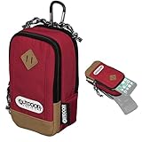 OUTDOOR PRODUCTS(アウトドアプロダクツ) カメラケース カメラポーチ04 レッド コンパクトカメラとスマートフォンを同時に収納 ダブルファスナー カラビナ付 ODCP04RD