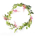 SUND　人工観葉植物　吊り下げ　花蔓　藤の花　手作り　壁掛け　造花　インテリア　アンティーク 雑貨　壁/柱/天井/屋根　飾り　結婚式　誕生日　発表会　入学式　卒業式　適用　選べる2色　ピンク