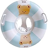 cddu 浮き輪 ベビー 子供用 幼児 フロート座付き足入れ型 取っ手付き ヴィンテージ ストライプ 超可愛 こぐま 浮き輪 い プール用 水遊び スイムリング お風呂 浮き具 空気入れ 強い浮力 男の子 女の子 こどもの日 0-4歳 プレゼント 収