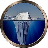 12 "ウィンドウ舷窓出荷Sea Ocean View Ice Berg in water # 1 Pewter壁デカール子供ステッカーベビールームホームアート飾りden man caveグラフィック