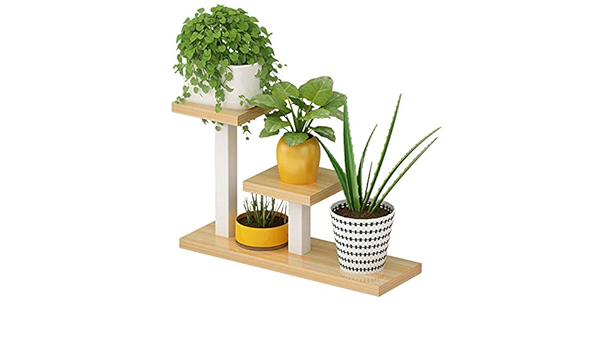 Amazon Co Jp 植物スタンド3層鉄 木製デスクトップ植物スタンド 小さな花 多肉植物のオフィスデスクの装飾 テーブルの整理のためのミニ卓上棚 ホーム キッチン