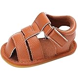 男の子のサンダル 　赤ちゃん　柔らかいPUレザーサンダル　快適 涼しい　ボーイベビー　シューズ　マジックテープ　付け　滑り止め　耐摩 新生児サンダル　ブラウン 6-12ヶ月に対応 夏