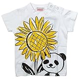《初夏盛夏対応》 GARACH(ギャラッチ)40/2天竺ひまわりパンダ半袖Tシャツ 100cm/Iv NO.AH-1821303