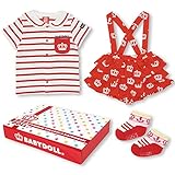 BABYDOLL（ベビードール） BOX付3点セット マリンコーデギフトセット-子供服 女の子 Tシャツ スカート 靴下 ベビー -0406B 80cm レッド