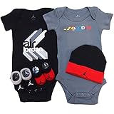 NIKE(ナイキ)エア・ジョーダン Air Jordan 男の子用グレーxブラック3Dロゴプリントエアジョーダン(JUMPMAN)半袖ボディスーツ5点セット [並行輸入品]